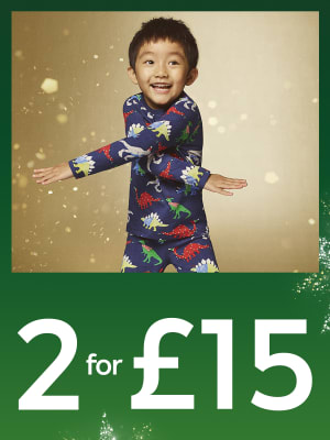 2 for 15 on slectec kids’ PJs at M&S