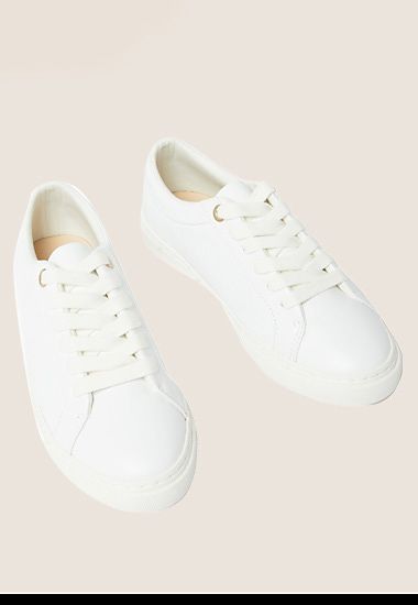 White vegan lace-up trainers