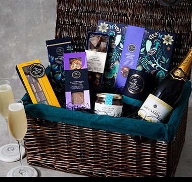 Collection chocolate and champagne hamper. Shop now