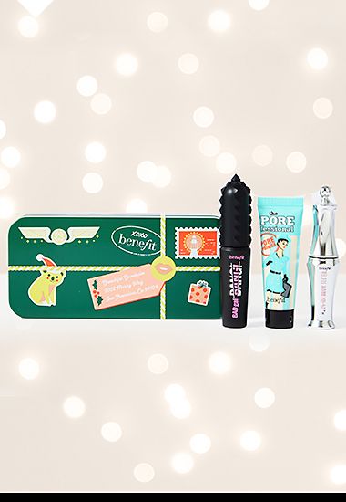Benefit merry mini mail eyebrow gel, mascara and primer gift set. Shop now  