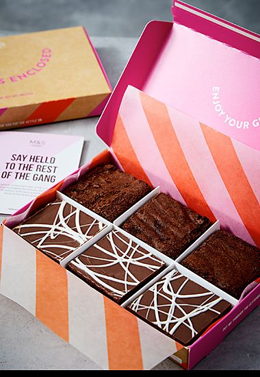 Letterbox gift with chocolate brownies. Shop now
