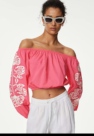 Betty - Youth Neon Pink Ruffle Top Crop Top