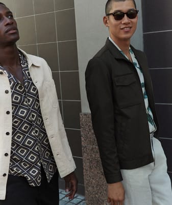 Men wearing M&S spring campaign collection. Shop new-in menswear