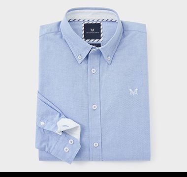 Pale blue Oxford shirt by Crew Clothing. Shop now