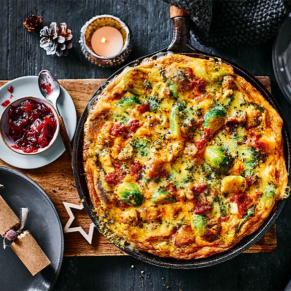 Use-it-up frittata with cranberry sauce