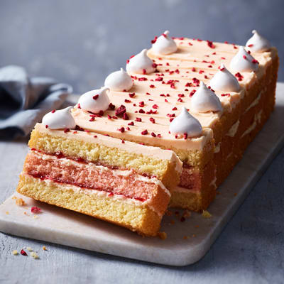 Raspberry and mascarpone layered loaf cake 
