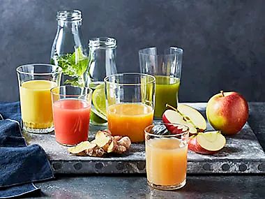 Glasses of fruit juice