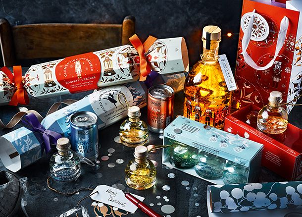 A collection of snow globe liqueur gifts