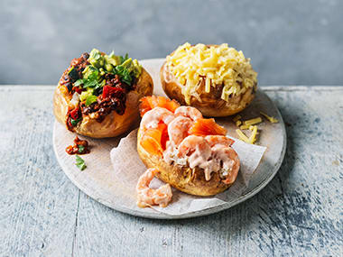 A selection of baked potatoes