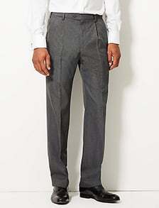 Man wearing grey regular-fit trousers