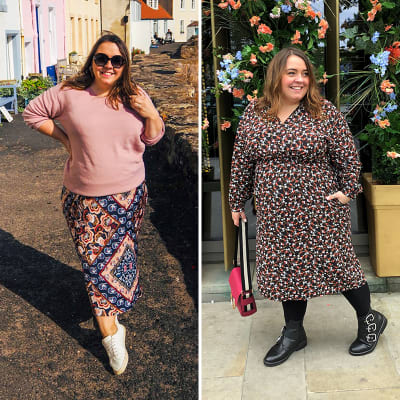 M&S Insider Nicole wearing patterned slip skirt and floral dress