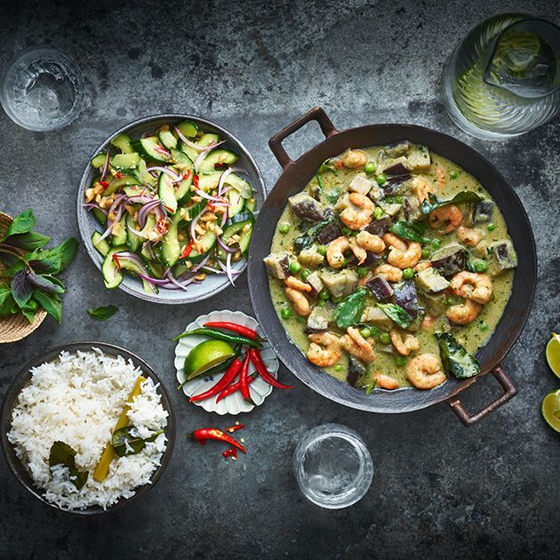 Clodagh McKenna's green Thai curry, coconut rice and cucumber salad