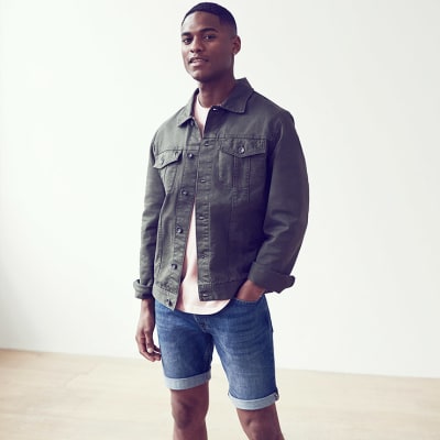 denim jacket with shorts men