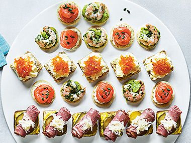 Selection of savoury canapes 