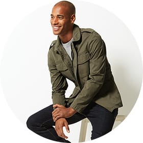 Man wearing green army-style jacket