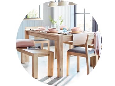 A dining table and chairs
