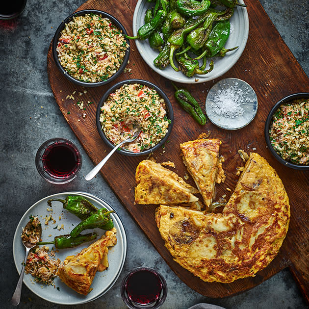 Jack Stein's Basque crab gratin with tortilla and padron peppers 