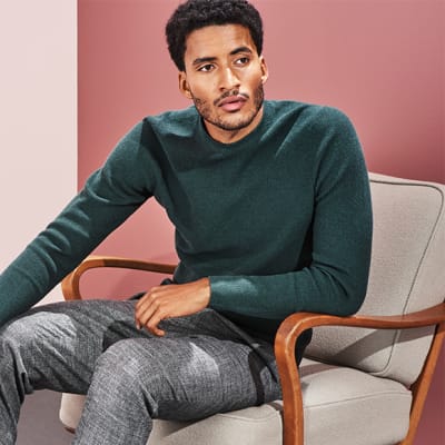 Man wearing cotton jumper