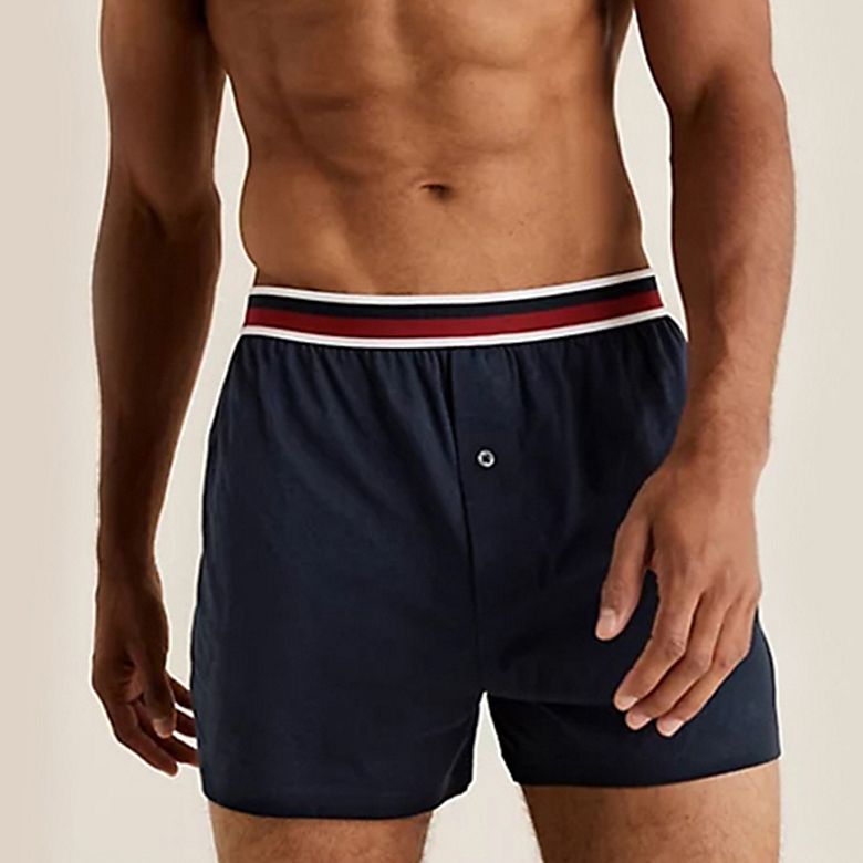 Man wearing striped boxers from M&S