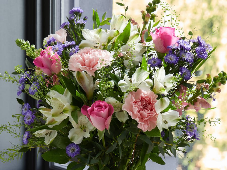 Bouquet of colourful flowers at M&S