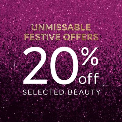 20 percent off selected beauty products. Shop the offer