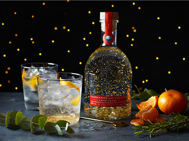 Clementine gin liqueur snow globe