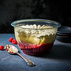 Our Best Ever trifle with a healthy scoop removed