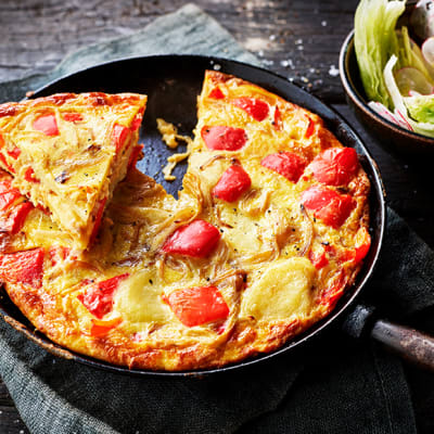 Roasted pepper and caramelised onion frittata 