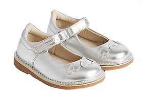 silver kids' shoes