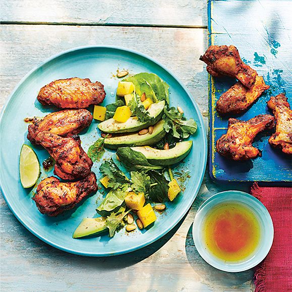 Spicy chicken wings with mango & avcocado salad recipe