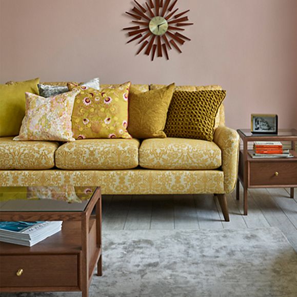 Yellow patterned sofa
