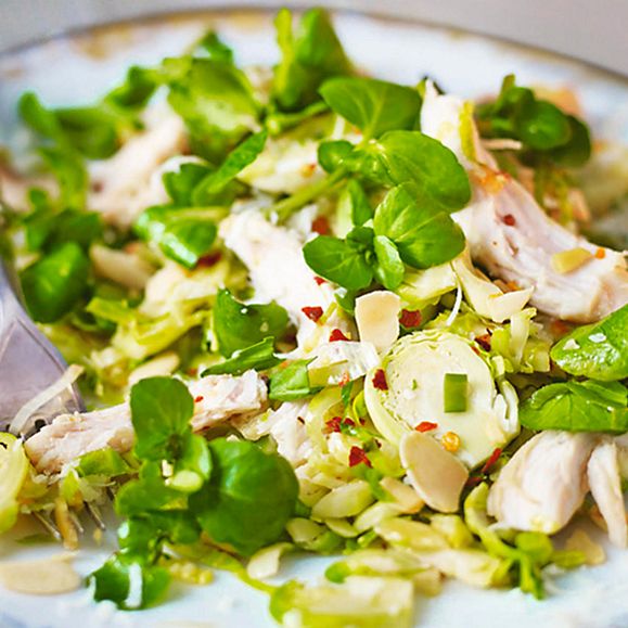 Brussels sprouts, chicken and pecorino winter salad recipe