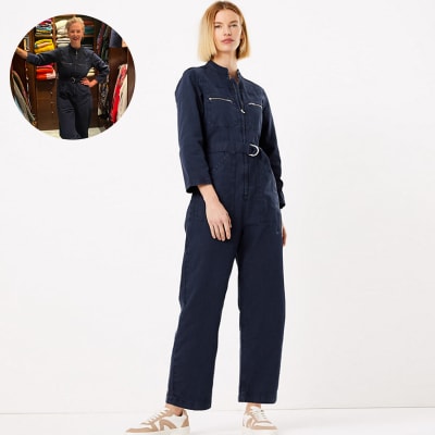 Woman wearing navy boiler suit